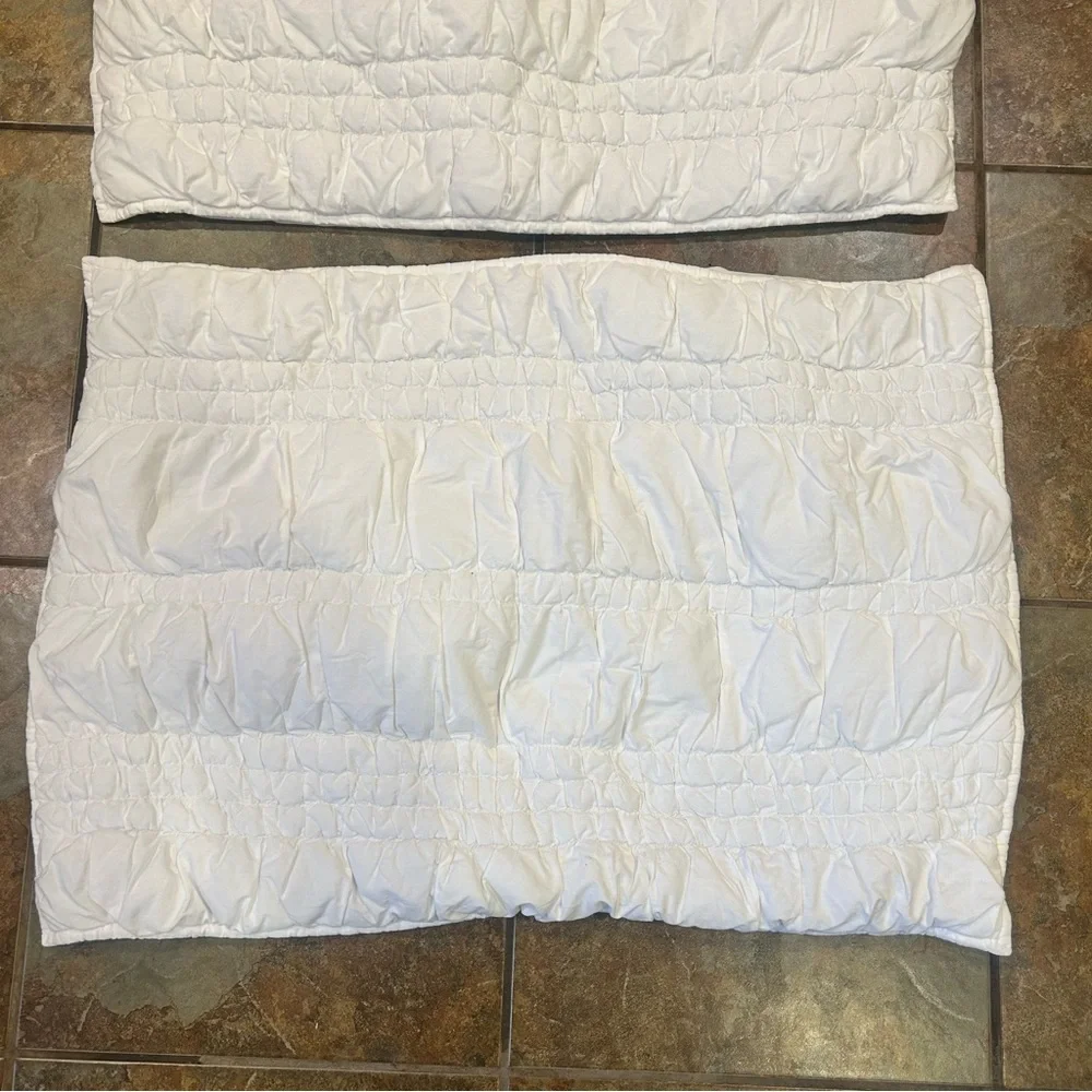 Pottery Barn Teen Quilted Pillow Shams Set 2 Standard Ruched Cotton Romantic